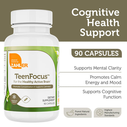Zahler TeenFocus, Advanced Formula for Improved Focus & Concentration, Certified Kosher, 90 Capsules - dailyvitalstore