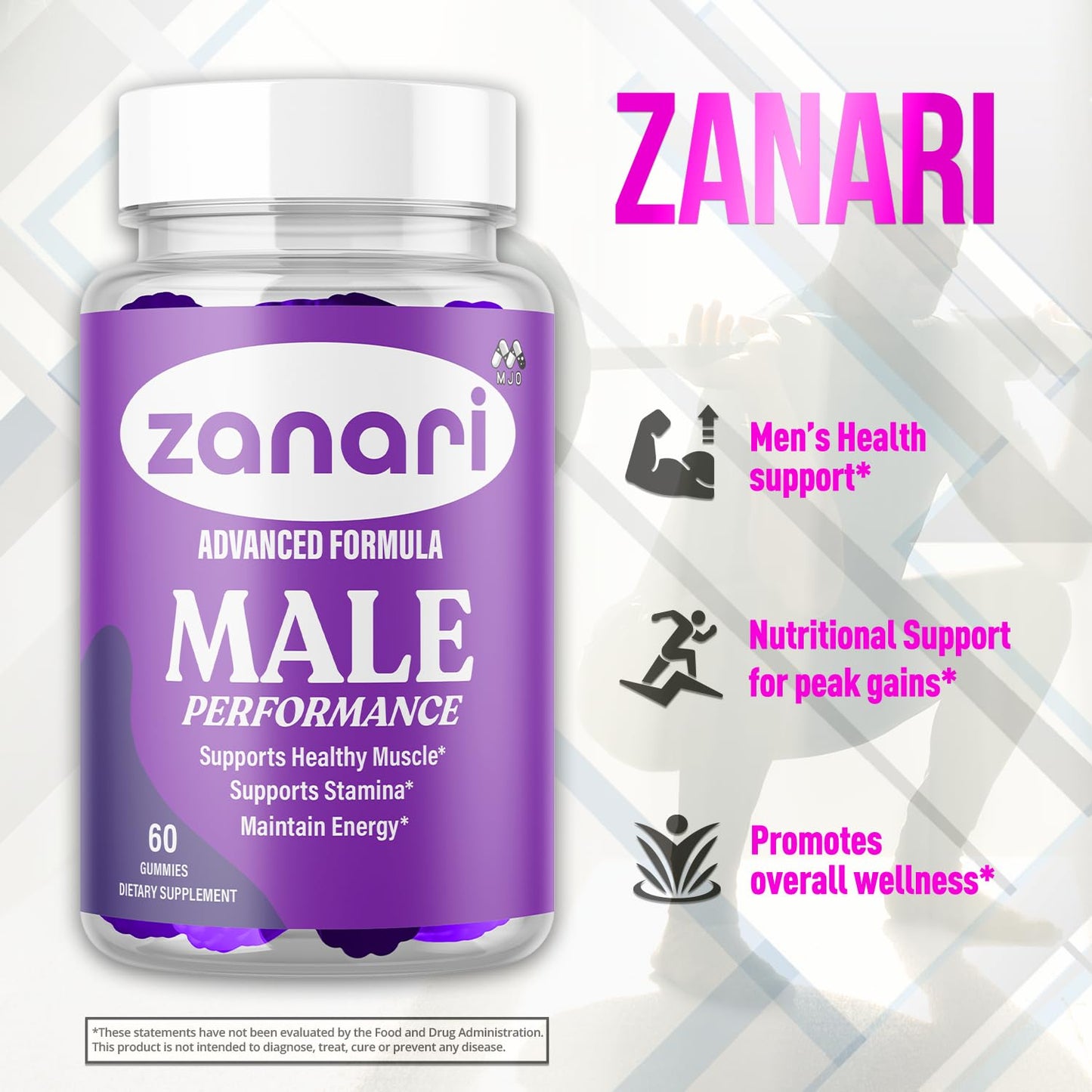 Zanari Gummies, Official Zanari Gummys for Men with All Natural Ingredients, Advanced Formula for Optimal Health & Total Wellness Support with Maximum Strength Active Lifestyle Vitamins (60 Gummies) - dailyvitalstore