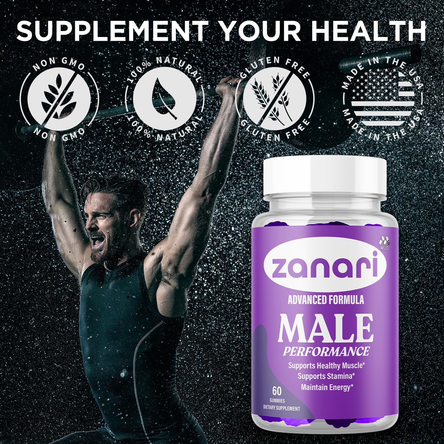 Zanari Gummies, Official Zanari Gummys for Men with All Natural Ingredients, Advanced Formula for Optimal Health & Total Wellness Support with Maximum Strength Active Lifestyle Vitamins (60 Gummies) - dailyvitalstore