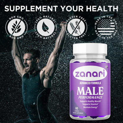 Zanari Gummies, Official Zanari Gummys for Men with All Natural Ingredients, Advanced Formula for Optimal Health & Total Wellness Support with Maximum Strength Active Lifestyle Vitamins (60 Gummies) - dailyvitalstore
