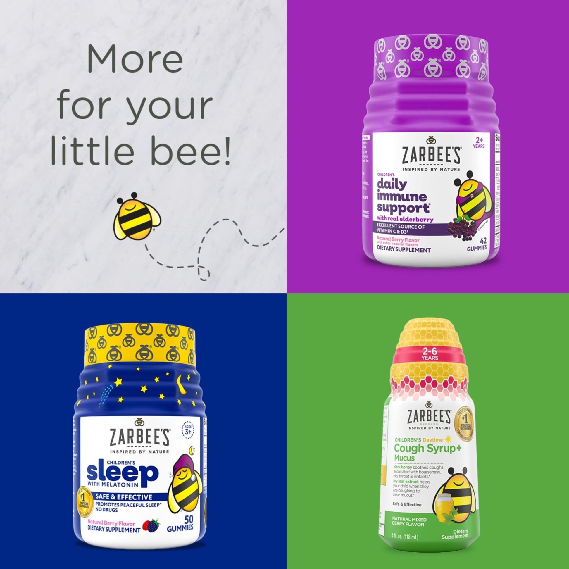 Zarbee’s Complete Kids Multivitamin Gummies + Immune Support, Berry Flavor, Honey-Sweetened, Gluten-Free & Gelatin-Free, Vitamins A, C, D3, E, B6, B12, - dailyvitalstore