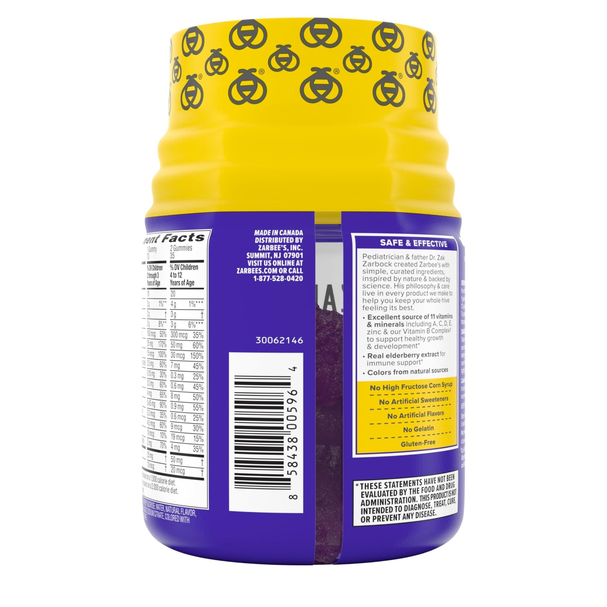 Zarbee’s Complete Kids Multivitamin Gummies + Immune Support, Berry Flavor, Honey-Sweetened, Gluten-Free & Gelatin-Free, Vitamins A, C, D3, E, B6, B12, - dailyvitalstore