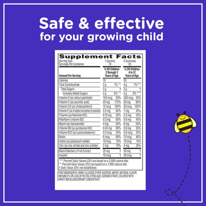 Zarbee’s Complete Kids Multivitamin Gummies + Immune Support, Berry Flavor, Honey-Sweetened, Gluten-Free & Gelatin-Free, Vitamins A, C, D3, E, B6, B12, - dailyvitalstore