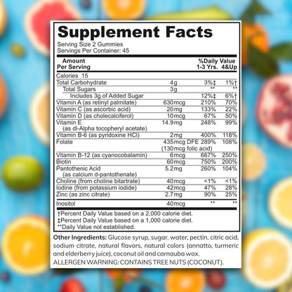 Zaytun Halal Vitamins for Kids Multivitamin Gummies, Naturally Sourced Vitamin A, C, D, E, B6, B12, Biotin - Vegetarian, No Gelatin - dailyvitalstore