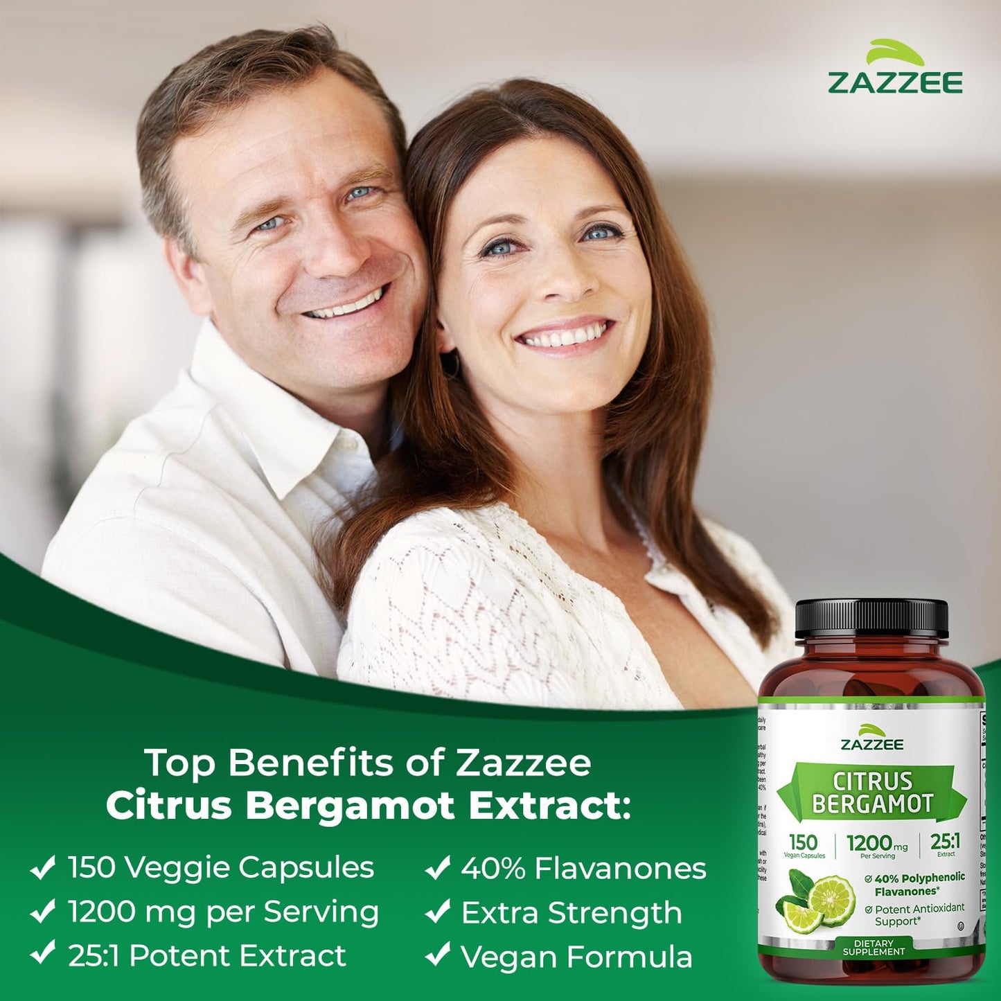Zazzee Citrus Bergamot 25:1 Extract, 1200 mg Per Serving, 40% Polyphenolic Flavanones, 150 Vegan Capsules, 5 Month Supply, Citrus Bergamia, Antioxidant Support, Certified Kosher, Non-GMO, Made in USA - dailyvitalstore