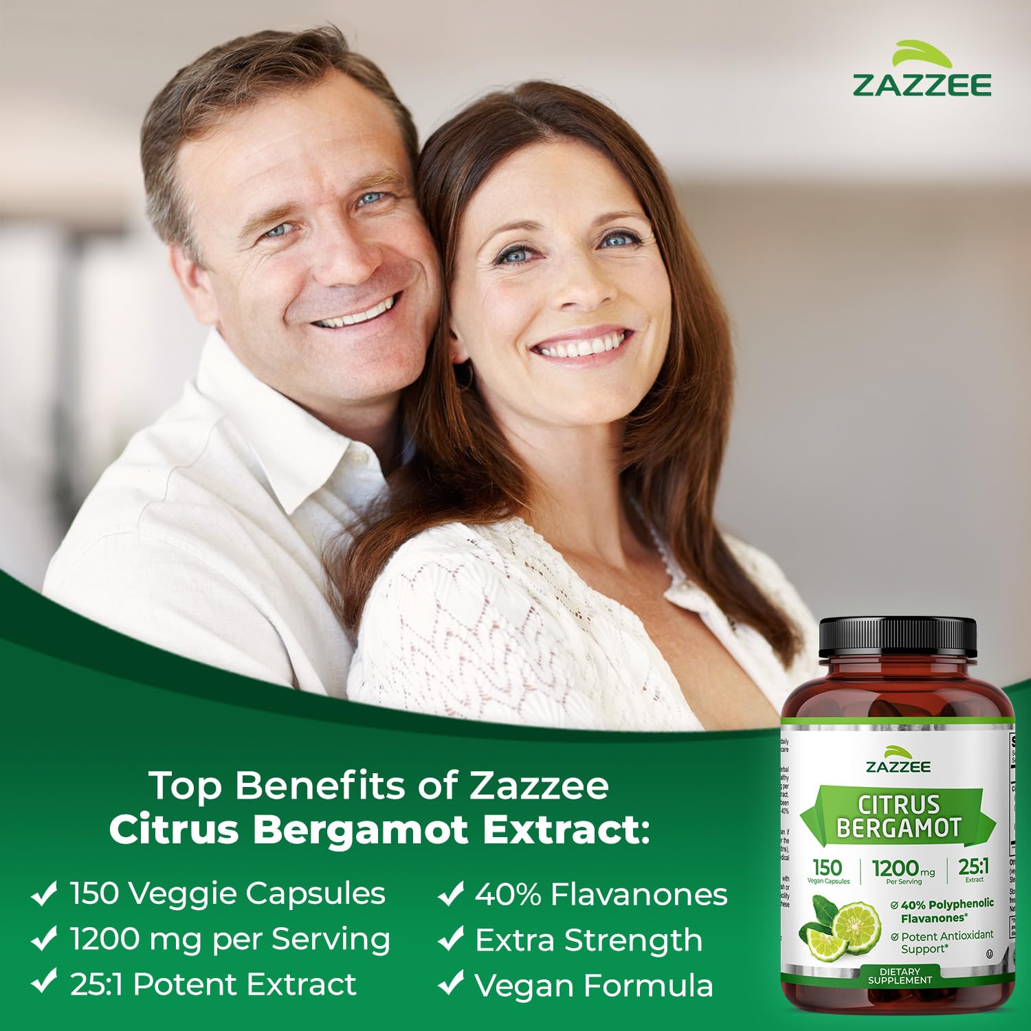 Zazzee Citrus Bergamot 25:1 Extract, 1200 mg Per Serving, 40% Polyphenolic Flavanones, 150 Vegan Capsules, 5 Month Supply, Citrus Bergamia, Antioxidant Support, Certified Kosher, Non-GMO, Made in USA - dailyvitalstore
