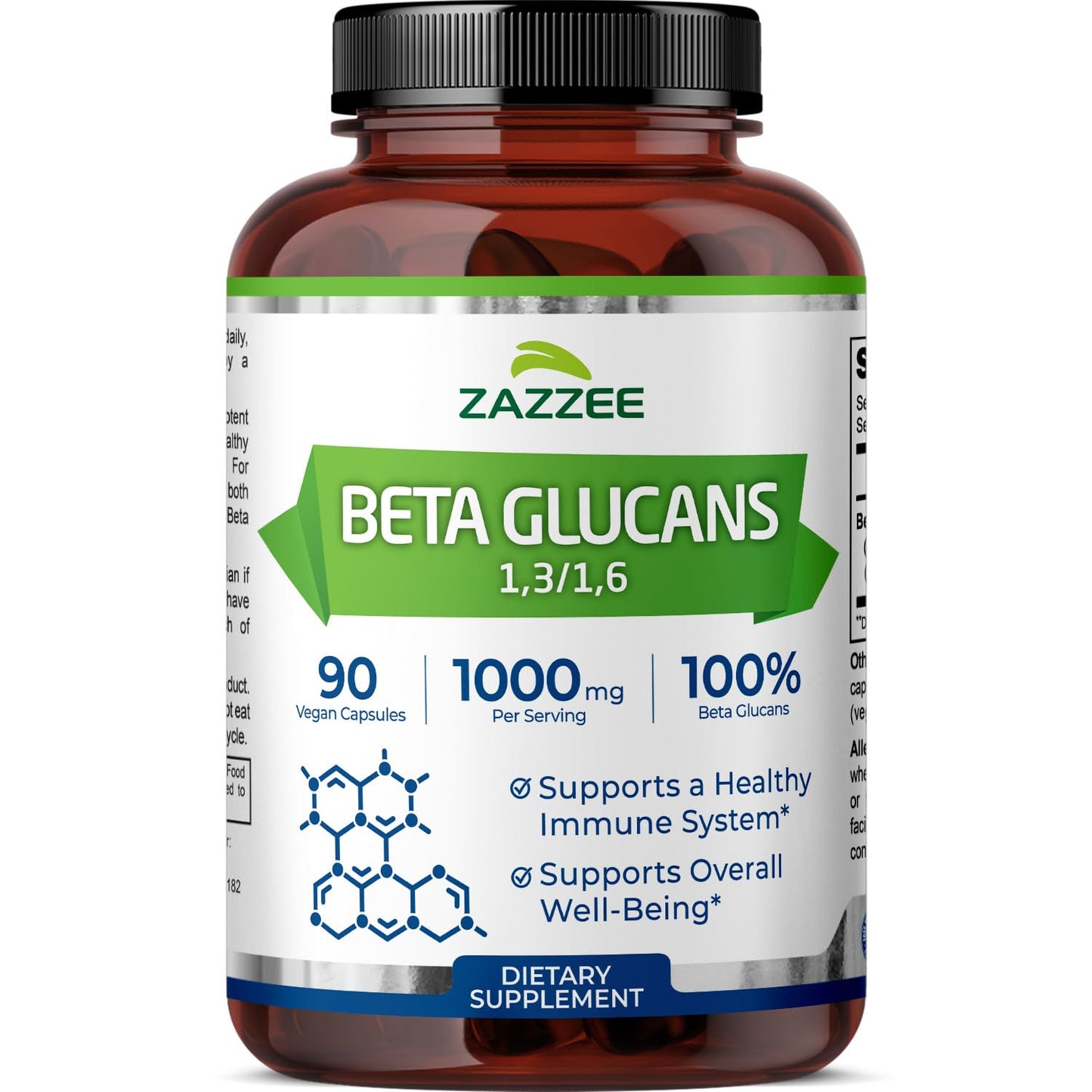 Zazzee Extra Strength 1,3/1,6 Beta Glucans, 1000 mg, 100% Concentrated, 90 Vegan Capsules, Supports a Healthy Immune System, 100% Vegetarian, All-Natural and Non-GMO - dailyvitalstore