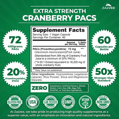 Zazzee Ultimate Urinary Tract Support Bundle | Super Concentrated Proanthocyanidin Cranberry Extract Capsules Plus D-Mannose 1000mg Capsules for UT & Bladder Cleansing (60 Servings Each) - dailyvitalstore