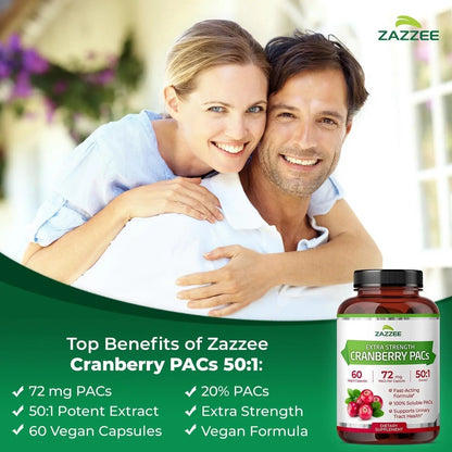 Zazzee Ultimate Urinary Tract Support Bundle | Super Concentrated Proanthocyanidin Cranberry Extract Capsules Plus D-Mannose 1000mg Capsules for UT & Bladder Cleansing (60 Servings Each) - dailyvitalstore