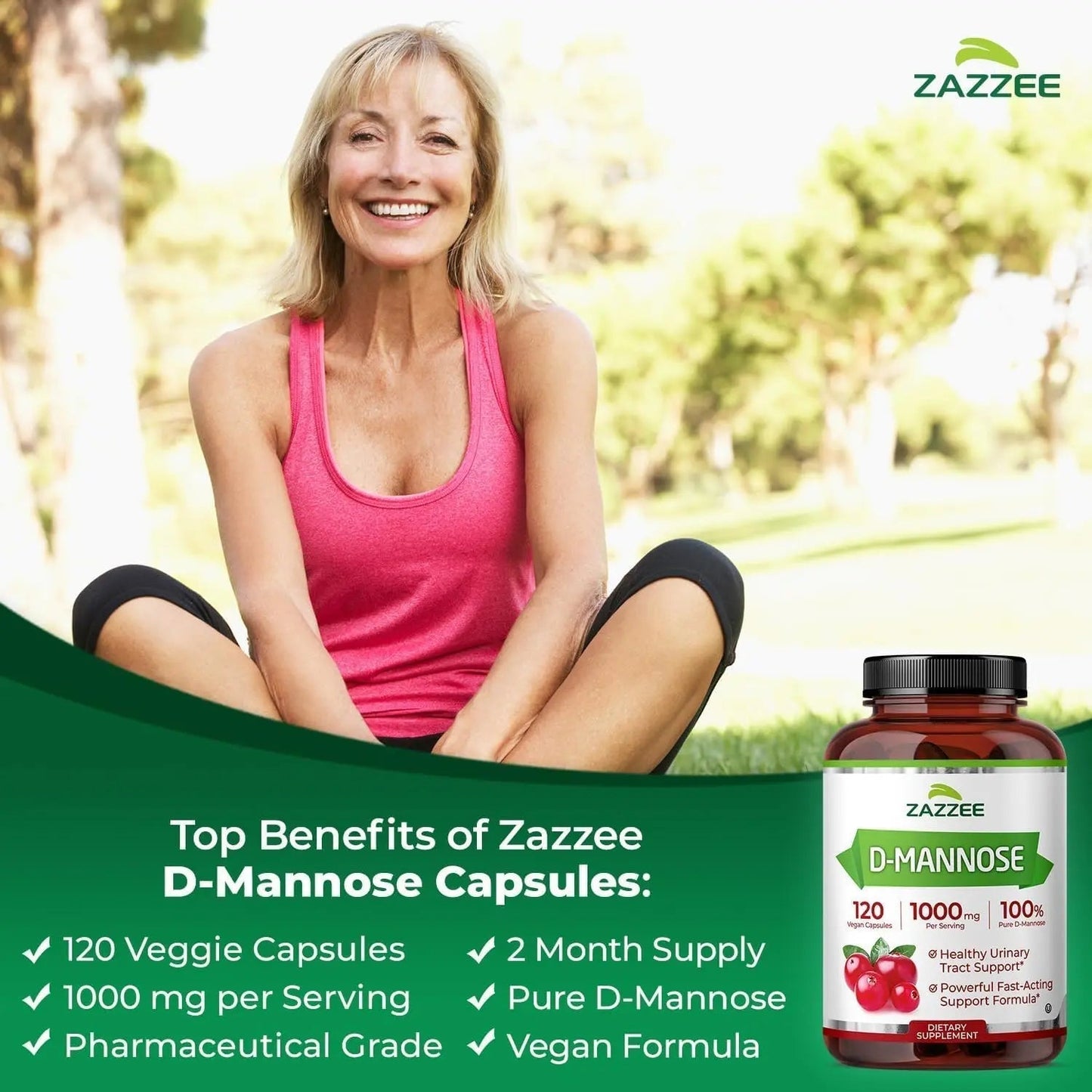 Zazzee Ultimate Urinary Tract Support Bundle | Super Concentrated Proanthocyanidin Cranberry Extract Capsules Plus D-Mannose 1000mg Capsules for UT & Bladder Cleansing (60 Servings Each) - dailyvitalstore