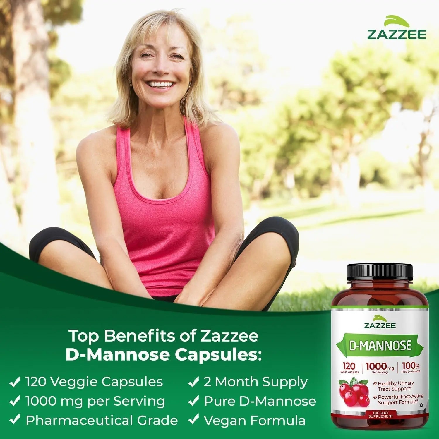 Zazzee Ultimate Urinary Tract Support Bundle | Super Concentrated Proanthocyanidin Cranberry Extract Capsules Plus D-Mannose 1000mg Capsules for UT & Bladder Cleansing (60 Servings Each) - dailyvitalstore
