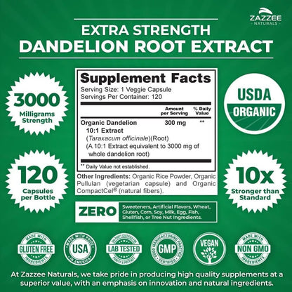 Zazzee Urinary Tract Cleanse & Detox Bundle | USDA Organic Dandelion Root Extract Capsules Plus D-Mannose 1000mg Capsules for UT & Bladder Cleansing - dailyvitalstore