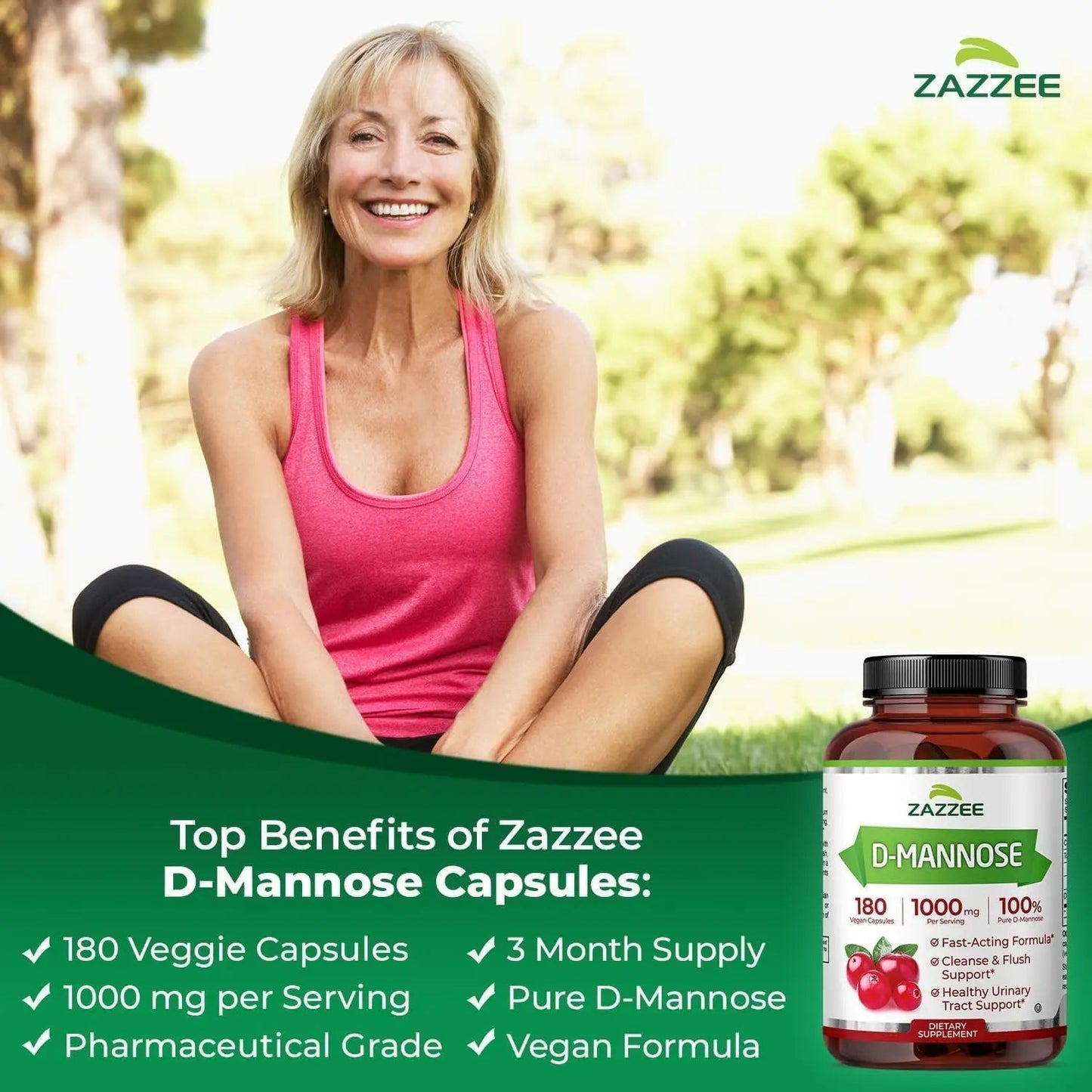 Zazzee Urinary Tract Cleanse & Detox Bundle | USDA Organic Dandelion Root Extract Capsules Plus D-Mannose 1000mg Capsules for UT & Bladder Cleansing - dailyvitalstore