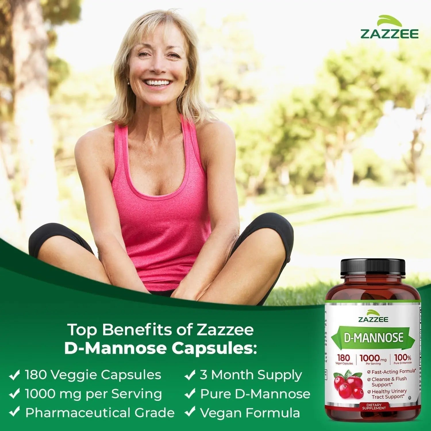 Zazzee Urinary Tract Cleanse & Detox Bundle | USDA Organic Dandelion Root Extract Capsules Plus D-Mannose 1000mg Capsules for UT & Bladder Cleansing - dailyvitalstore