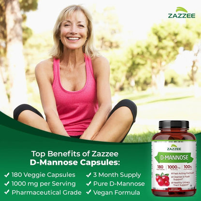 Zazzee Urinary Tract Cleanse & Detox Bundle | USDA Organic Dandelion Root Extract Capsules Plus D-Mannose 1000mg Capsules for UT & Bladder Cleansing - dailyvitalstore