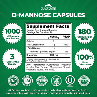 Zazzee Urinary Tract Cleanse & Detox Bundle | USDA Organic Dandelion Root Extract Capsules Plus D-Mannose 1000mg Capsules for UT & Bladder Cleansing - dailyvitalstore