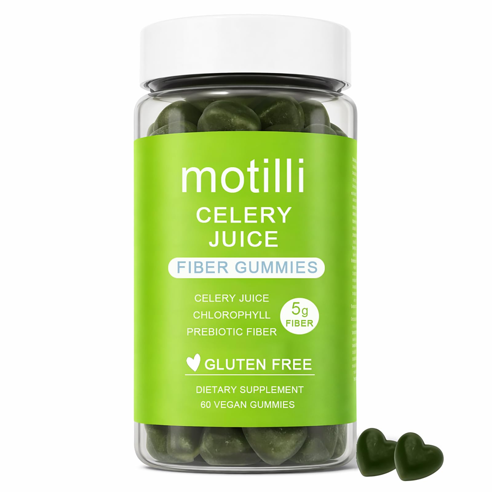 zdiwond Motilli Celery Juice Fiber Gummies, with Prebiotic Fiber and Botanical Ingredients, 60 Count - dailyvitalstore