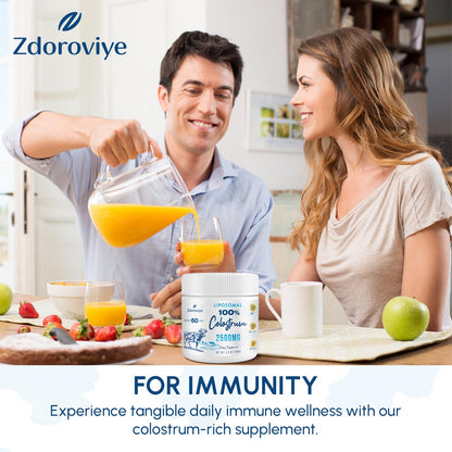 Zdoroviye Liposomal Bovine Colostrum Powder Supplement 2500 mg, Higher Absorption Than Regular Bovine Colostrum (60 Servings) - dailyvitalstore