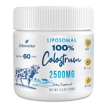 Zdoroviye Liposomal Bovine Colostrum Powder Supplement 2500 mg, Higher Absorption Than Regular Bovine Colostrum (60 Servings) - dailyvitalstore