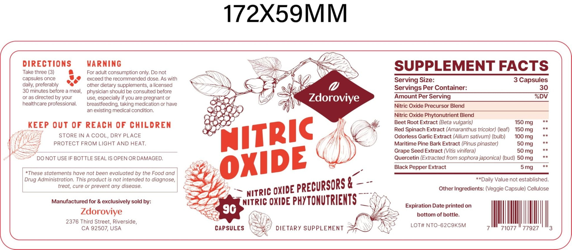 Zdoroviye Nitric Oxide Supplement for Men, 90 Capsules (2 Pack) - dailyvitalstore