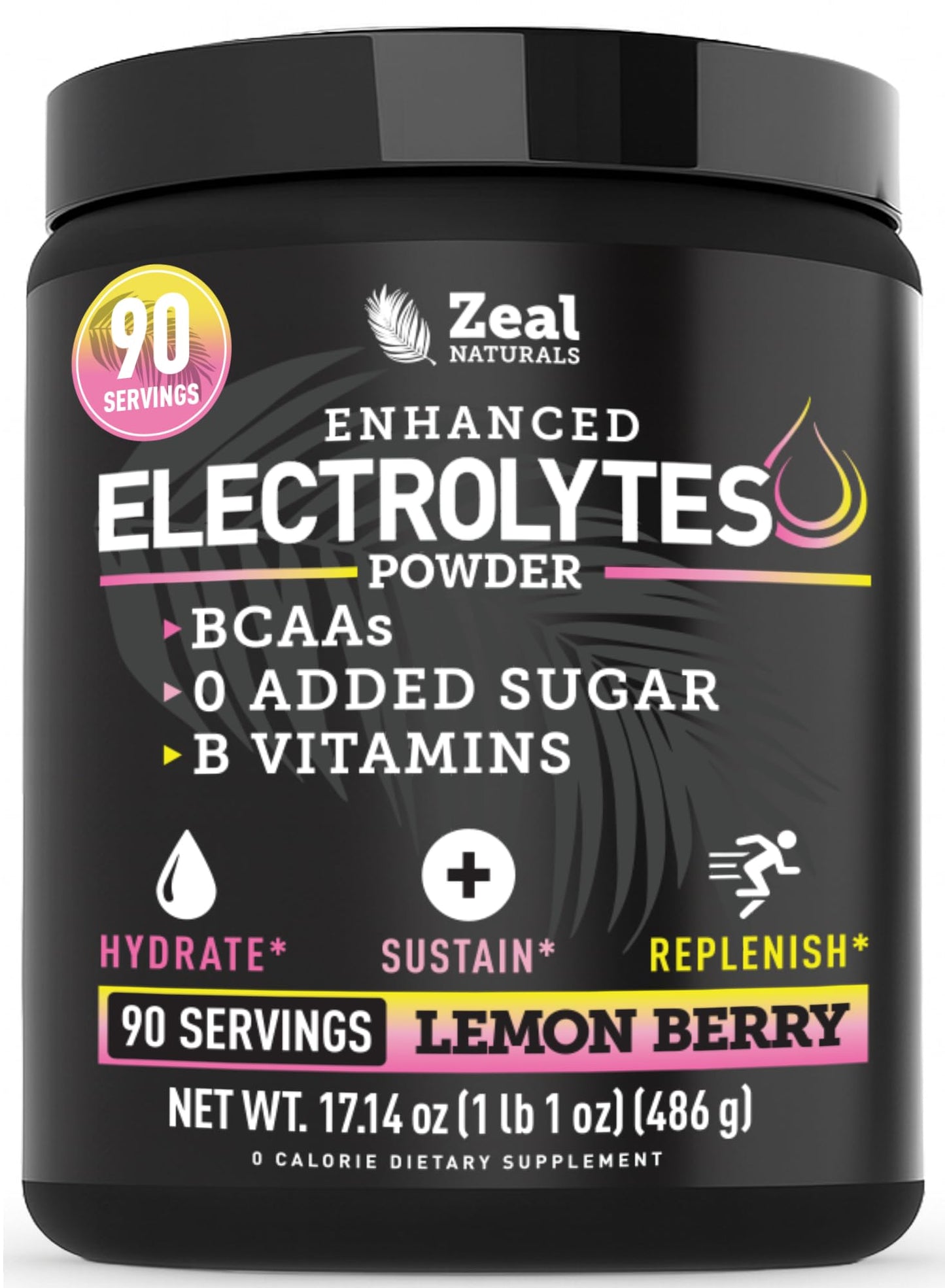 Zeal Electrolyte Powder - 90 Servings | Keto Electrolytes Powder | Zero Sugar, BCAAs, B-Vitamins | Potassium, Zinc, Magnesium - dailyvitalstore