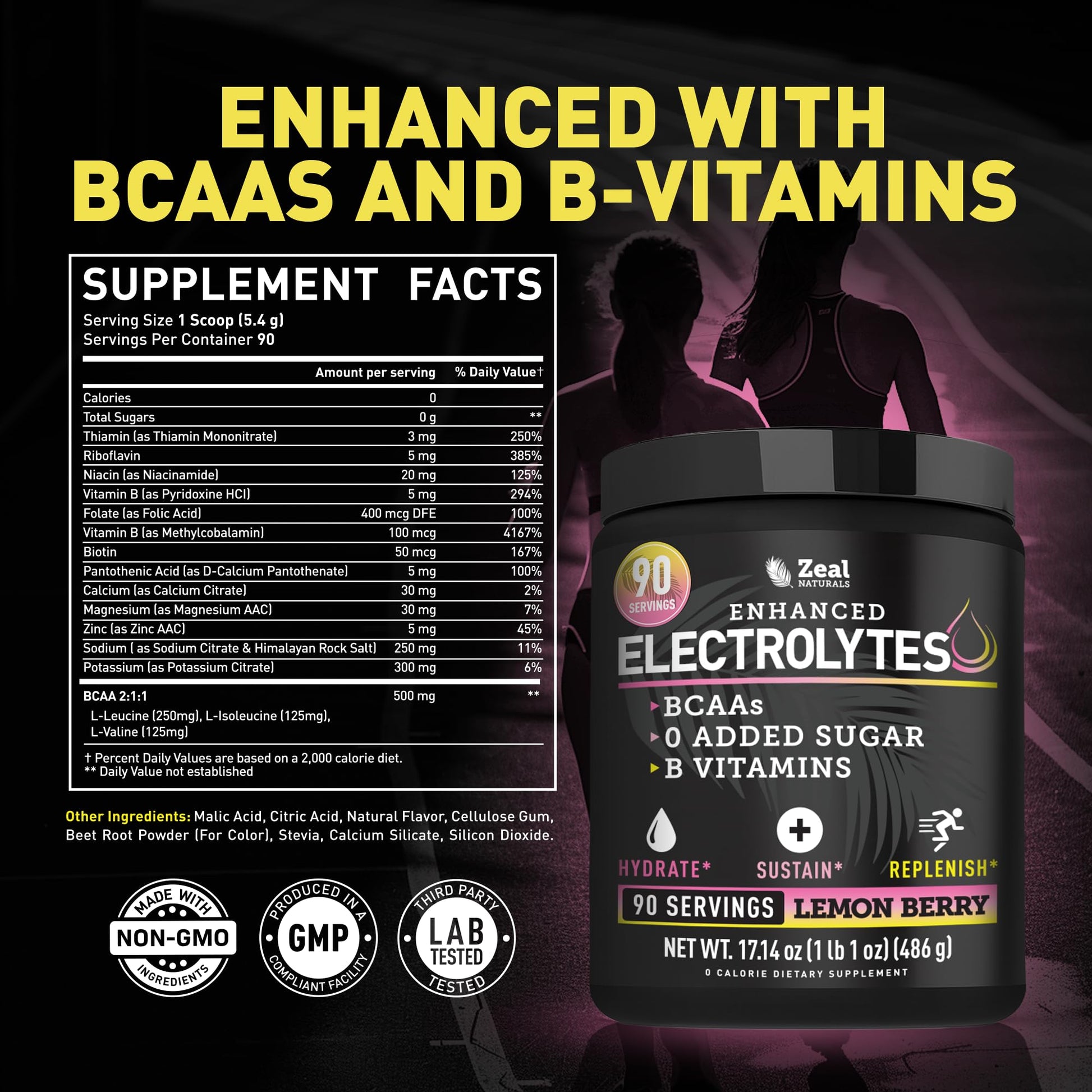 Zeal Electrolyte Powder - 90 Servings | Keto Electrolytes Powder | Zero Sugar, BCAAs, B-Vitamins | Potassium, Zinc, Magnesium - dailyvitalstore