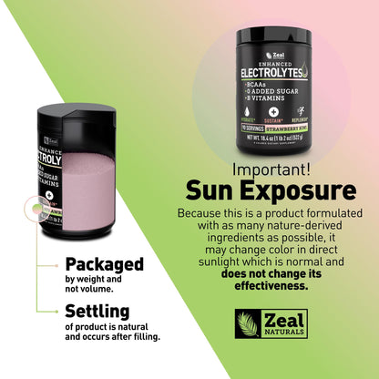 Zeal Electrolyte Powder - 90 Servings | Keto Electrolytes Powder | Zero Sugar, BCAAs, B-Vitamins | Potassium, Zinc, Magnesium - dailyvitalstore
