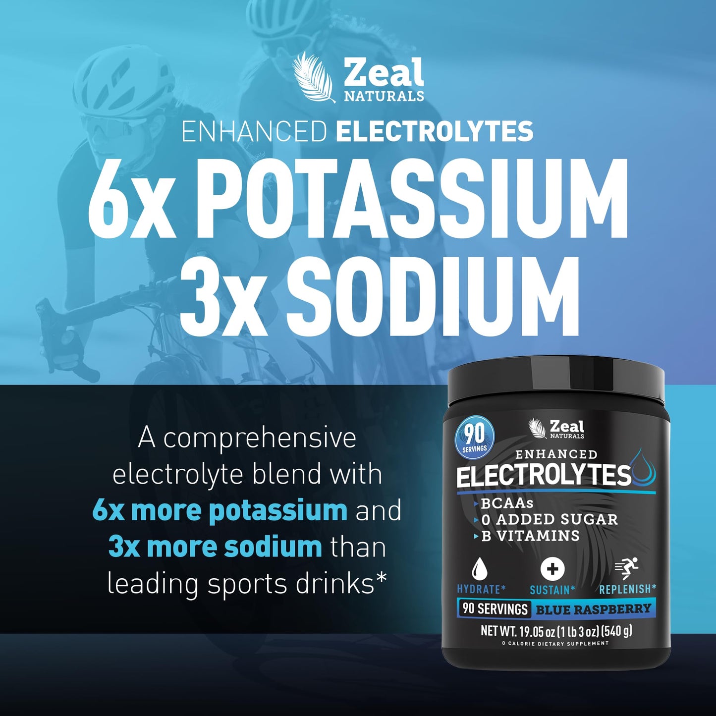 Zeal Electrolyte Powder - 90 Servings | Keto Electrolytes Powder | Zero Sugar, BCAAs, B-Vitamins | Potassium, Zinc, Magnesium - dailyvitalstore