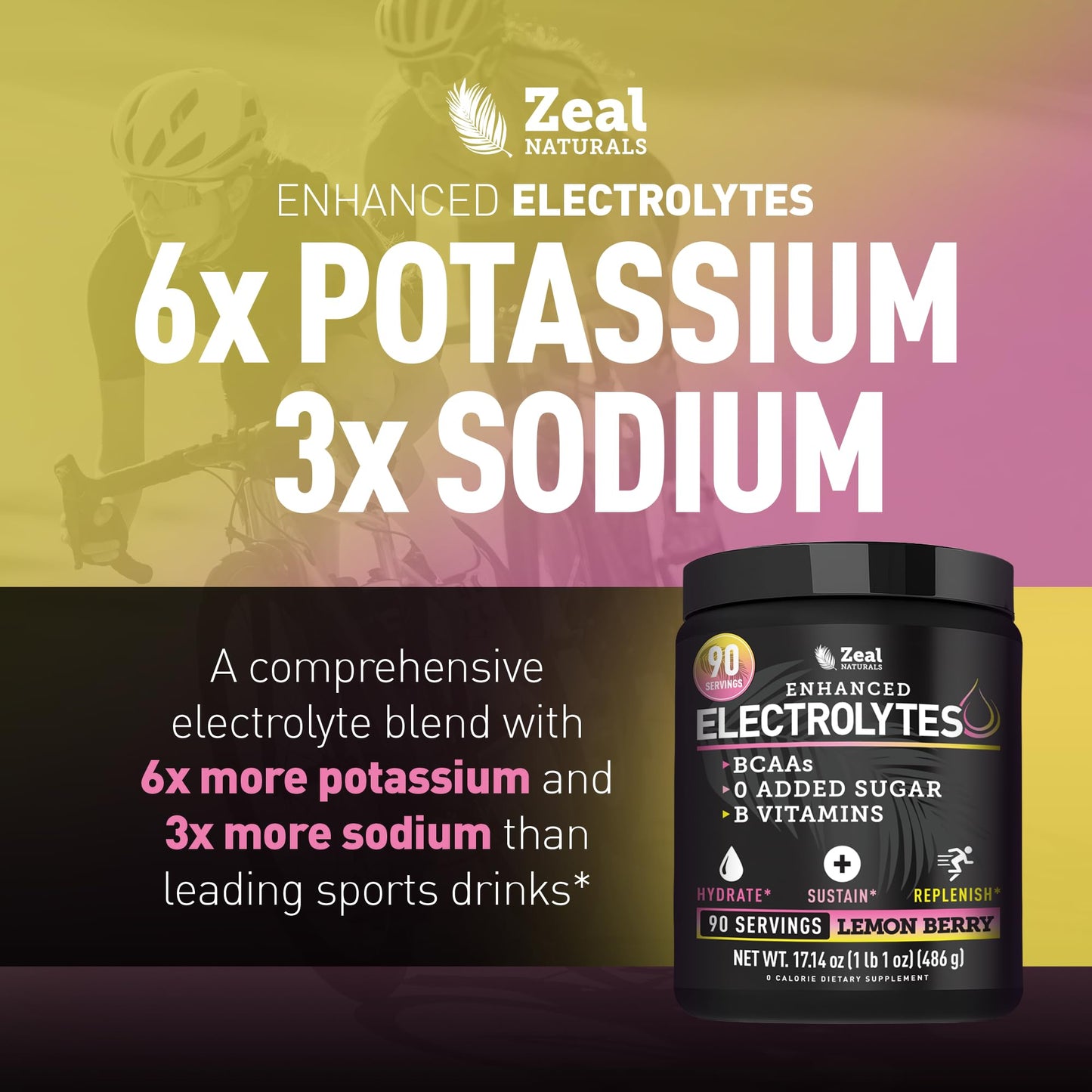 Zeal Electrolyte Powder - 90 Servings | Keto Electrolytes Powder | Zero Sugar, BCAAs, B-Vitamins | Potassium, Zinc, Magnesium - dailyvitalstore