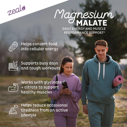 Zeal Naturals Triple Magnesium Complex Supplement - Glycinate, Malate, Citrate | 400mg, 180 Capsules | High Absorption Chelated Magnesium for Sleep, Mood, Muscle Recovery, Relaxation - dailyvitalstore