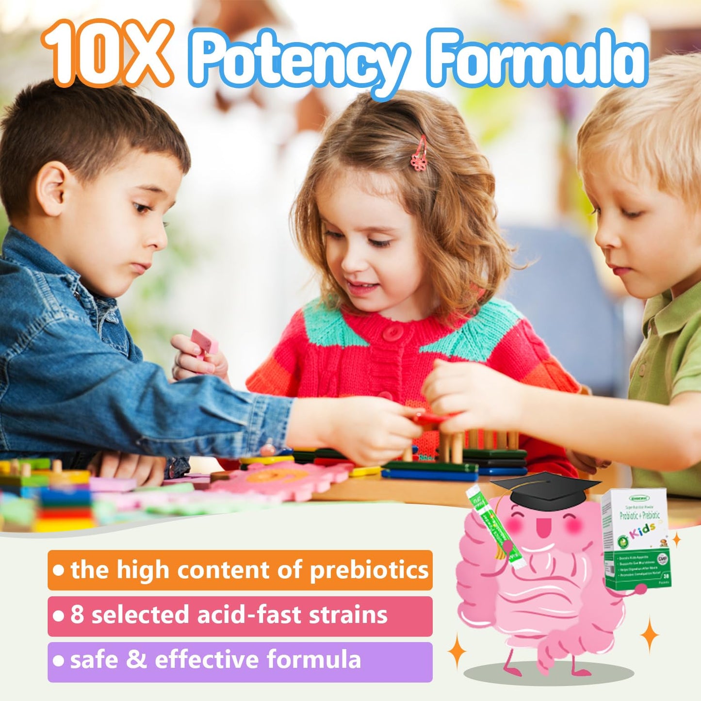 ZEBORA Kids Probiotic & Prebiotics Powder Age 3+ Support Children's Digestive & Immune System with Natural Source, Promotes Constipation Relief, Non-GMO - dailyvitalstore