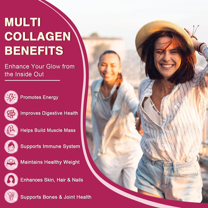 ZEBORA Multi Collagen Peptides Powder Packets with Hyaluronic Acid, Biotin, MCT - Hydrolyzed Collagen with 5 Billion Probiotics - dailyvitalstore