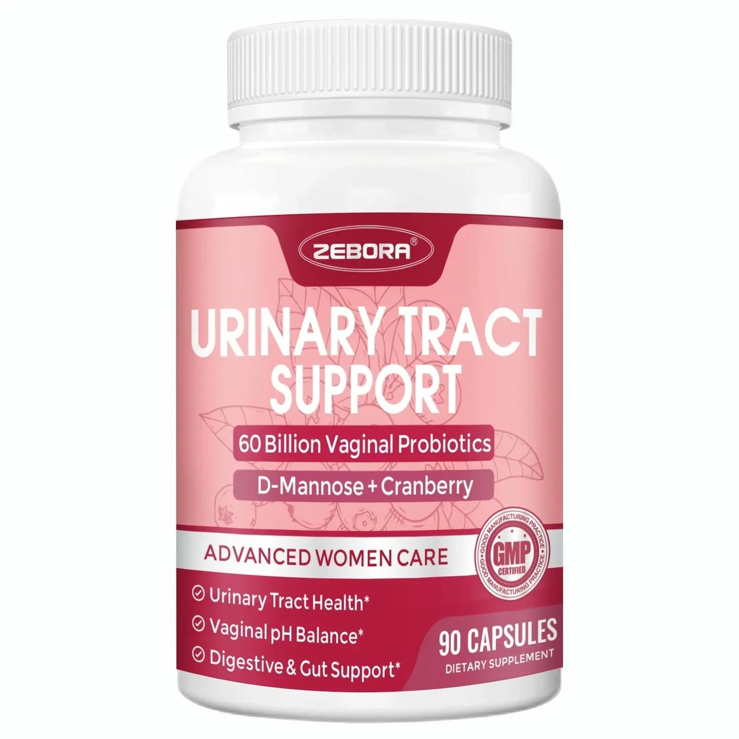 ZEBORA Urinary Tract Health for Women - Vaginal Probiotics for Women Digestive Health and pH Balance - D Mannose Supplements with Cranberry to Cleanse Urinary Tract & Bladder - 90 Capsules - dailyvitalstore