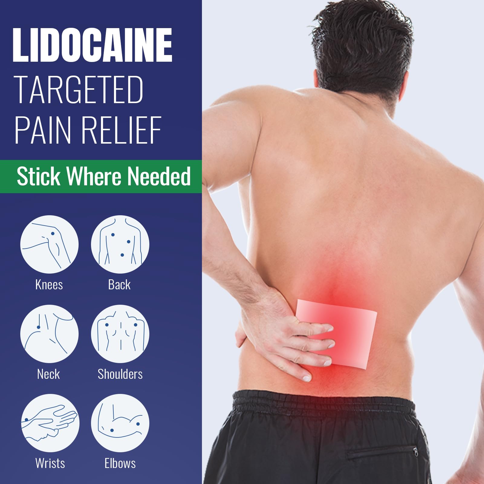 ZEEY 4% Lidocaine Pain Relief Patches, Maximum Strength OTC, for Back, Knee, Neck, Shoulders, Joints, Muscle Soreness, Fast Acting, Topical Anesthetic, Large Gel Patch, 5.5" x 3.94", 20Ct - dailyvitalstore