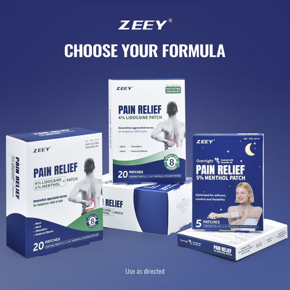 ZEEY 4% Lidocaine Pain Relief Patches, Maximum Strength OTC, for Back, Knee, Neck, Shoulders, Joints, Muscle Soreness, Fast Acting, Topical Anesthetic, Large Gel Patch, 5.5" x 3.94", 40Ct - dailyvitalstore