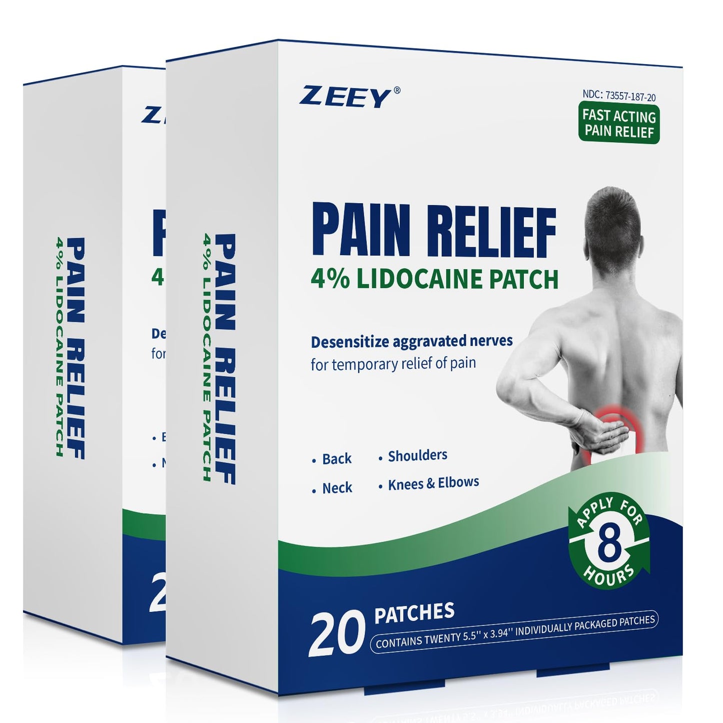 ZEEY 4% Lidocaine Pain Relief Patches, Maximum Strength OTC, for Back, Knee, Neck, Shoulders, Joints, Muscle Soreness, Fast Acting, Topical Anesthetic, Large Gel Patch, 5.5" x 3.94", 40Ct - dailyvitalstore