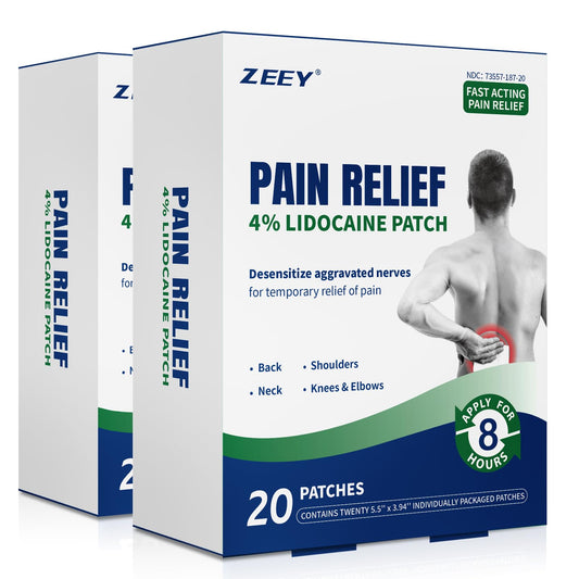 ZEEY 4% Lidocaine Pain Relief Patches, Maximum Strength OTC, for Back, Knee, Neck, Shoulders, Joints, Muscle Soreness, Fast Acting, Topical Anesthetic, Large Gel Patch, 5.5" x 3.94", 40Ct - dailyvitalstore