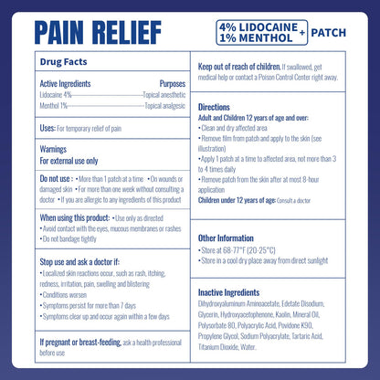 ZEEY 4% Lidocaine Pain Relief Patches, with 1% Menthol Maximum Strength OTC, for Back, Knee, Neck, Shoulders, Joints, Muscle Soreness, Fast Acting, Long Lasting, Large Gel Patch, 5.5" x 3.94", 20Ct - dailyvitalstore