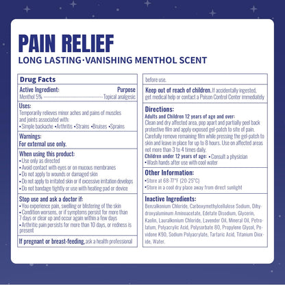 ZEEY 5% Menthol Overnight Pain Relief Patches, French Lavender Oil Pain Patch for Back, Knee, Neck, Shoulders, Joints, Muscle Soreness, Fast Acting, Topical Analgesic, Gel Patch, 3.94" x 2.76", 5Ct - dailyvitalstore
