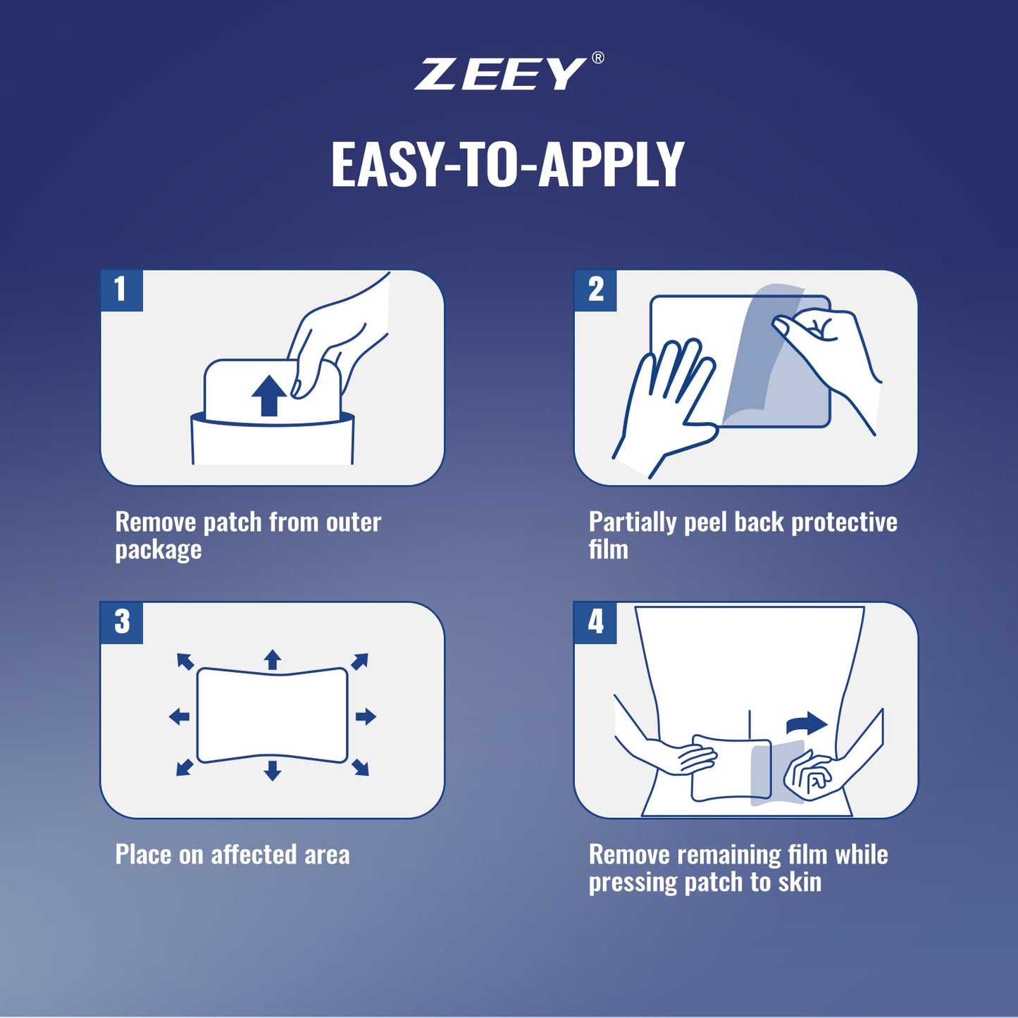 ZEEY 5% Menthol Overnight Pain Relief Patches, French Lavender Oil Pain Patch for Back, Knee, Neck, Shoulders, Joints, Muscle Soreness, Fast Acting, Topical Analgesic, Gel Patch, 3.94" x 2.76", 5Ct - dailyvitalstore