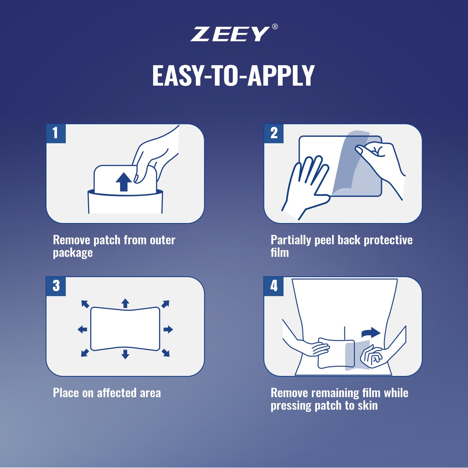 ZEEY 5% Menthol Overnight Pain Relief Patches, French Lavender Oil Pain Patch for Back, Knee, Neck, Shoulders, Joints, Muscle Soreness, Fast Acting, Topical Analgesic, Gel Patch, 3.94" x 2.76", 5Ct - dailyvitalstore