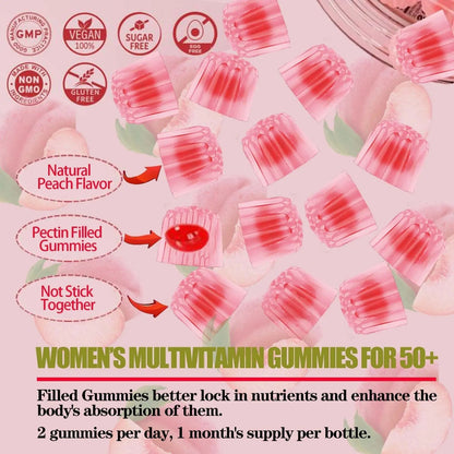ZEGBALP Sugar-Free Womens Multivitamin 50 Plus Gummies with Calcium, Magnesium, Zinc, Vitamin A, C, D3, E, K2, B Complex, Folate, Biotin - dailyvitalstore