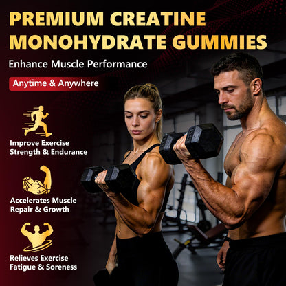 ZELKORE Creatine Monohydrate Gummies 6000mg for Men & Women, Sugar Free Creatine Gummy for Pre & Post Workout, High Absorption Supplement with BCAA, Support Boost Strength, - dailyvitalstore