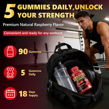 ZELKORE Creatine Monohydrate Gummies 6000mg for Men & Women, Sugar Free Creatine Gummy for Pre & Post Workout, High Absorption Supplement with BCAA, Support Boost Strength, - dailyvitalstore