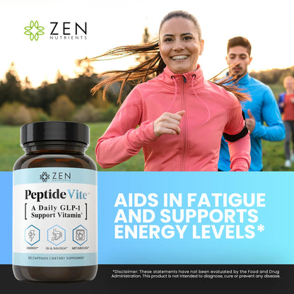 Zen Nutrients PeptideVite Support Vitamin for Gut Health with Probiotics, Bromelain, Chromium Picolinate & Organic Ginger (60 Capsules) - dailyvitalstore