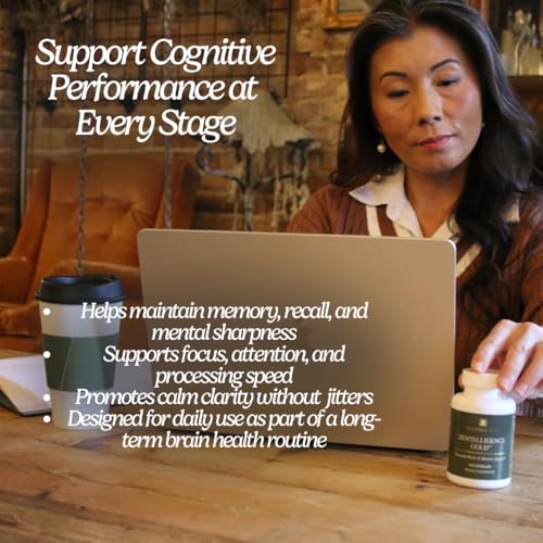 Zen Principle Zentelligence™ Gold Brain Supplement – Memory, Focus & Mental Clarity. Premium Cognitive Support for Adults 40+ with Magnesium, Vitamin D3, CoQ10, Vitamin B12 & L-Theanine. 60 Capsules - dailyvitalstore