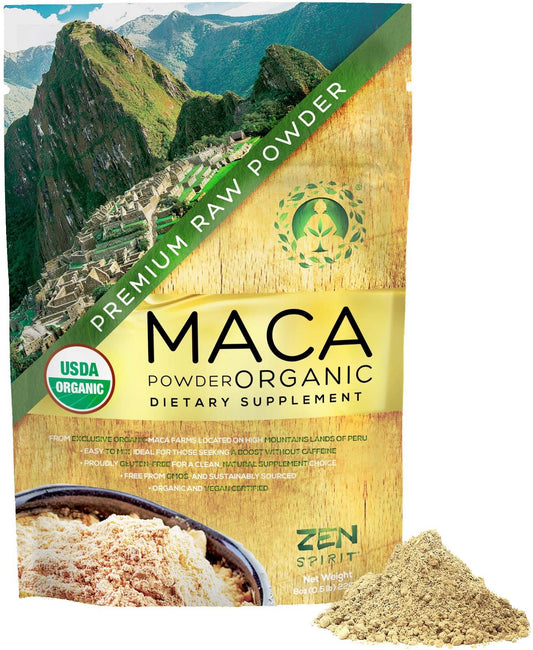 Zen Spirit Maca Root Powder Organic - Peruvian Root Premium Grade Superfood (Raw) - USDA & Vegan Certified - 1 Bag (8oz) - dailyvitalstore