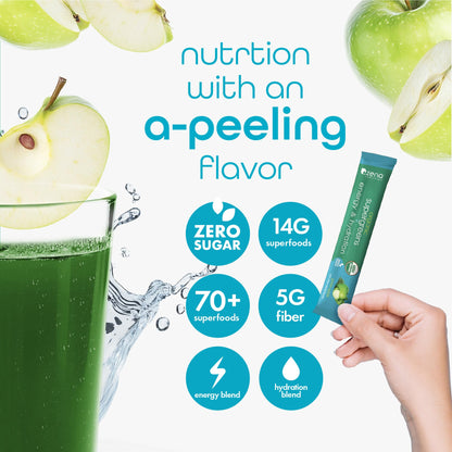 Zena Nutrition Organic Super Greens Energy & Hydration Powder, 70+ Superfoods, 0 Sugar, 5G Fiber, Spirulina, Chlorella, Prebiotics/Probiotics, Natural Caffeine + Electrolytes, 40 Drink Mix Packets - dailyvitalstore