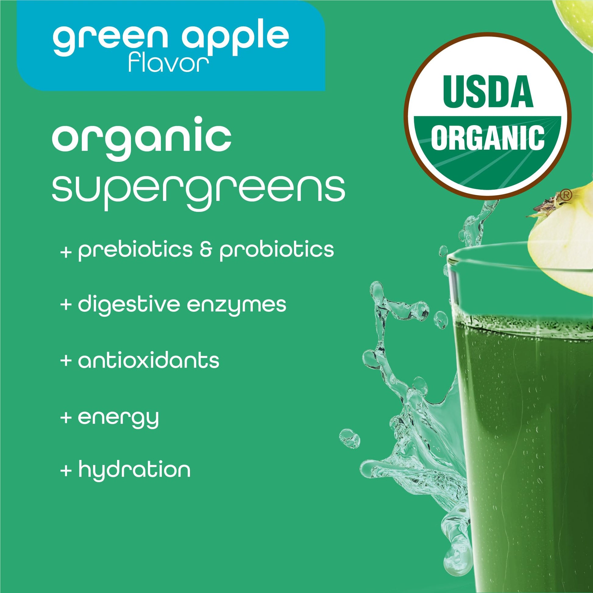 Zena Nutrition Organic Super Greens Energy & Hydration Powder, 70+ Superfoods, 0 Sugar, 5G Fiber, Spirulina, Chlorella, Prebiotics/Probiotics, Natural Caffeine + Electrolytes, 40 Drink Mix Packets - dailyvitalstore