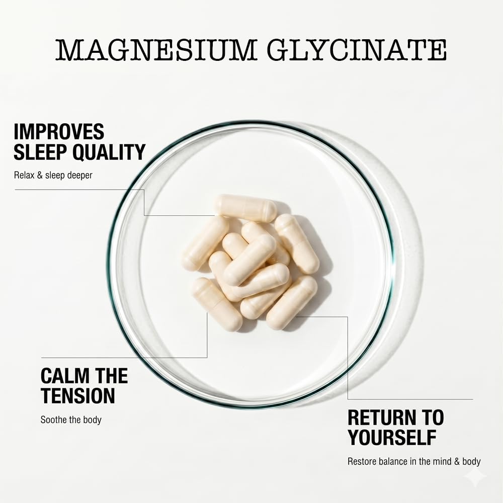 Zenium - Magnesium Glycinate for Sleep, Chelated, 600mg per Serving, 120 Capsules | High Absorption | Relieve Tension, Worry, Nervousness | Calm The Mind & Body | Ayurvedic | Natural Relief Supplement - dailyvitalstore